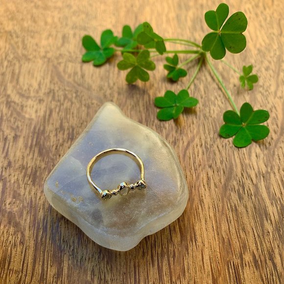 Melissa Joy Manning horseshoe 14k semi-precious stones trinity ring - Picture 12 of 13